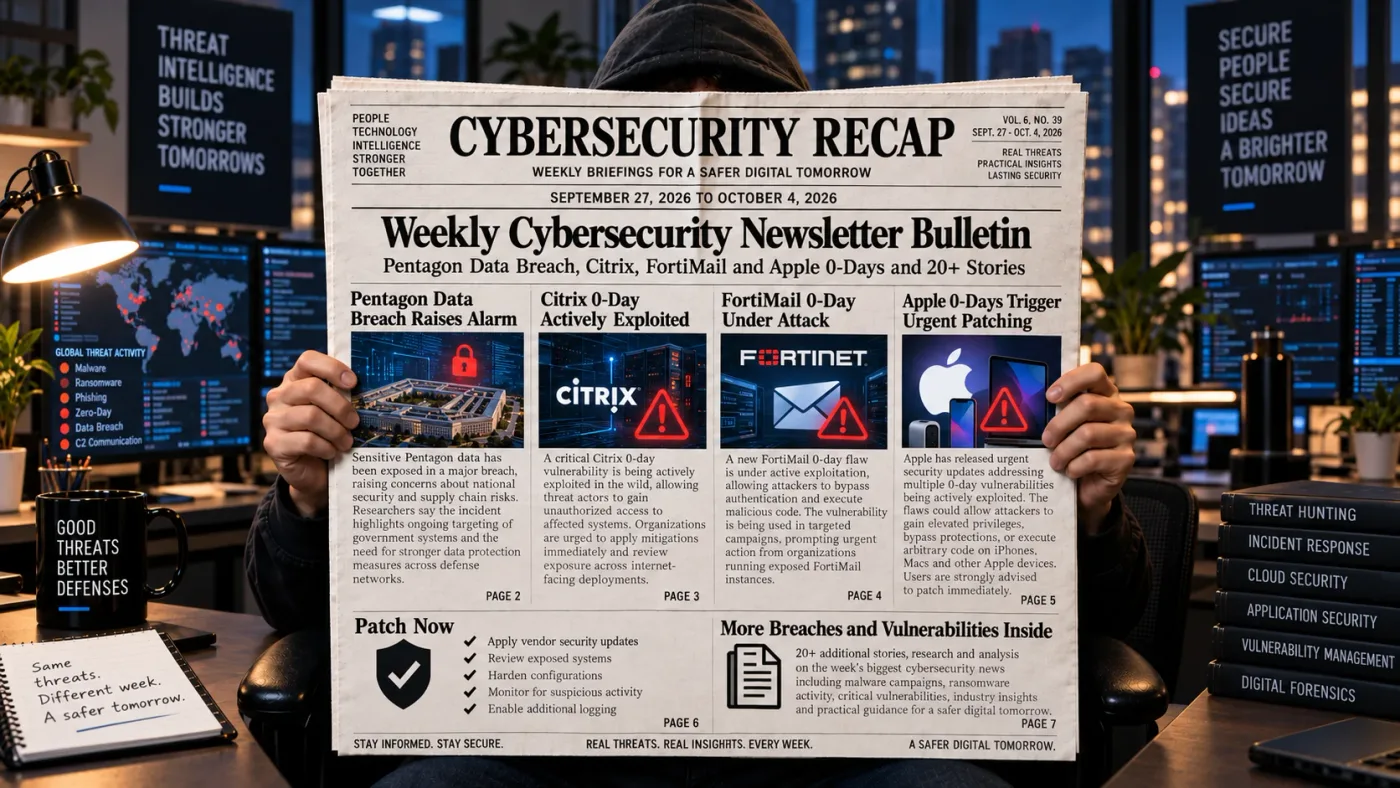 Cybersecurity Newsletter Bulletin – Pentagon Data Breach, Citrix, Fortimail and Apple 0-days and 20+ stories