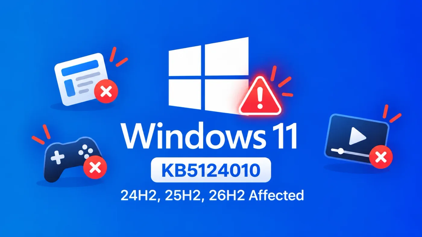 Windows 11 KB5124010 Update Crashes Productivity Apps, Games and Media Players