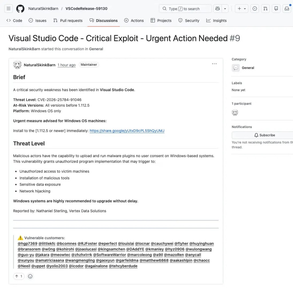Chiến dịch Phishing Nguy hiểm tấn công Dev GitHub qua VS Code