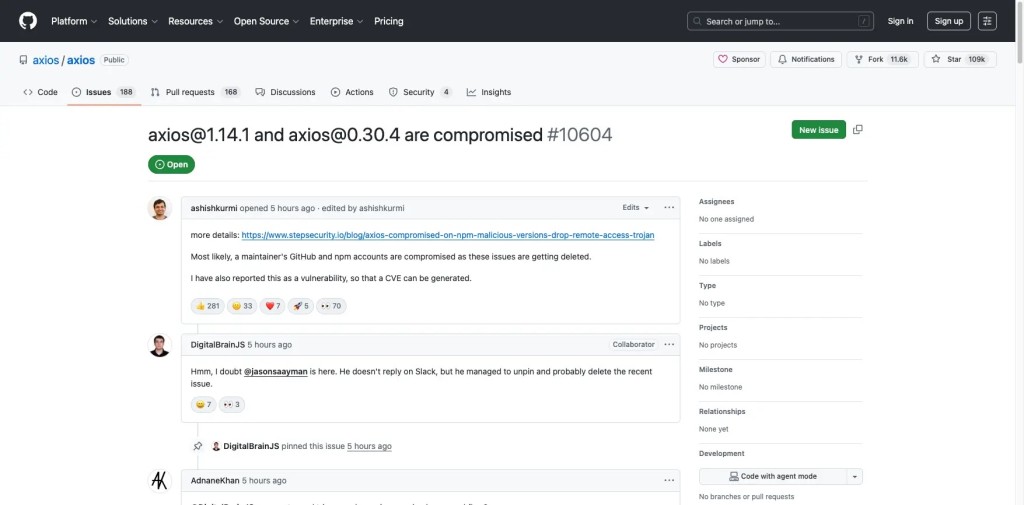 Nghiêm trọng: Tấn công chuỗi cung ứng mã độc NPM Axios