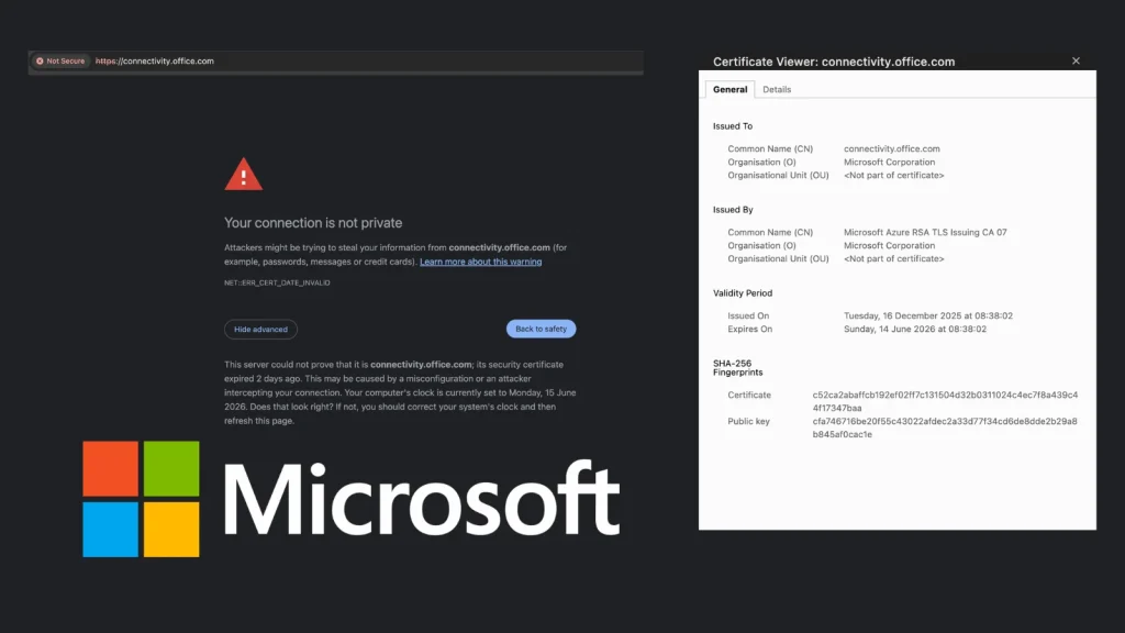 Rủi ro nghiêm trọng: Chứng chỉ Microsoft 365 hết hạn