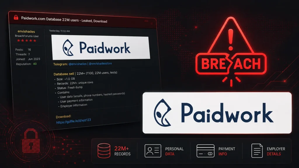 Rò rỉ dữ liệu Paidwork: 23 triệu người dùng đối mặt nguy hiểm