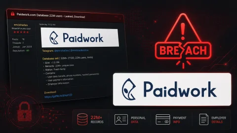 Rò rỉ dữ liệu Paidwork: 23 triệu người dùng đối mặt nguy hiểm